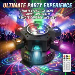 Moving Head Dj Lights for Parties, Stage Light 6-in-1 LED RGBW 6 Arms DJ Lights for Parties Support DMX-512 & Sound Activated, Stage Light for Party outdoorfun