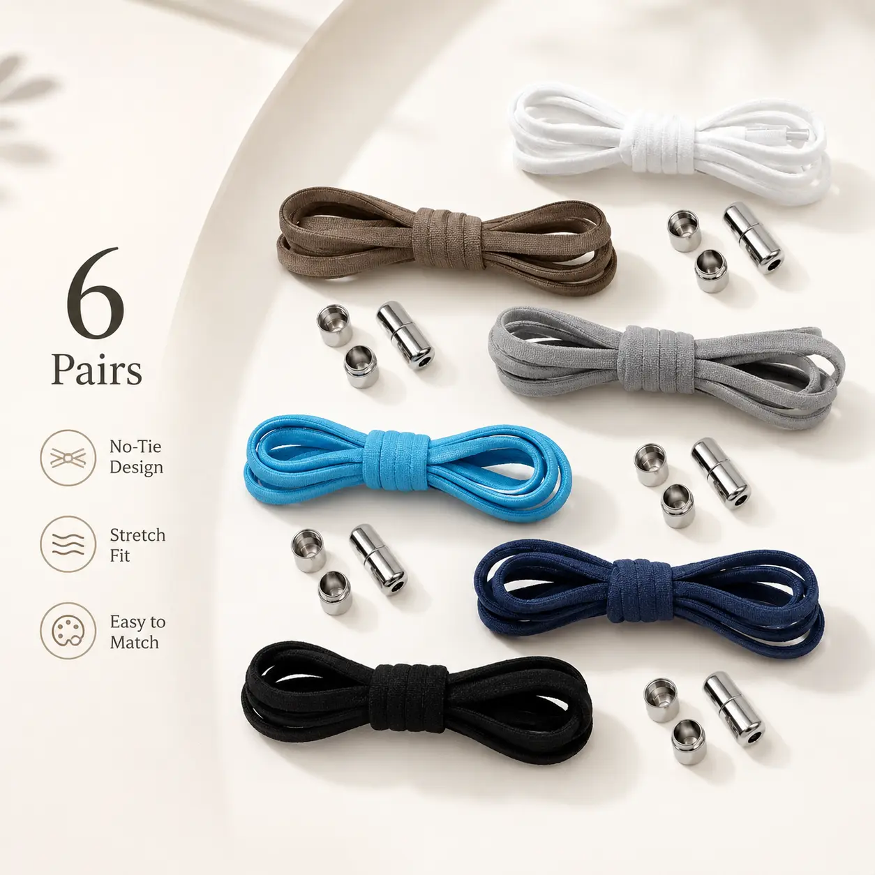 No-Tie Elastic Footwear Shoelaces - Quick, Easy Locking Fit Polyester Silk Shoelaces for Adults