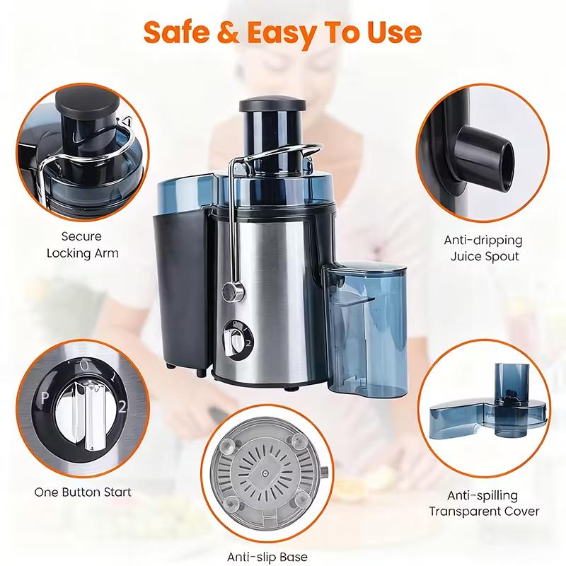 High-Speed Centrifugal Juicer with 22000 RPM, Featuring a 3-Inch Feed Inlet, a 17-Ounce Juice Cup, a 400W Motor, Easy Cleaning And Detachable Parts, Three Speed Settings,Extractor for Fruits & Vegetables,for Christmas Supplies And Gifts.