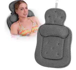 Bathtub Neck Support Pillow,Soft Bath pillow for Bathtub,Comfortable Tub bath Pillows for Head Back Support,Non-slip Suction Cups Spa Pillow for Women,Christmas Gift Bathroom Shower Organizer Grey