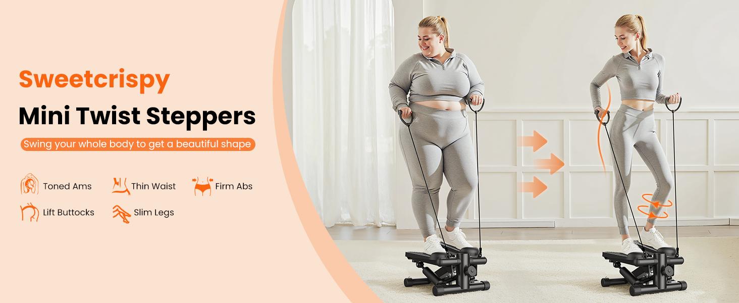 【Deal】SweetFurniture Mini Stepper with Resistance Bands,Twist Stair Steppers, Stepper Machine Adjustable Foot Stepper for Fitness Gym Equipment Steady