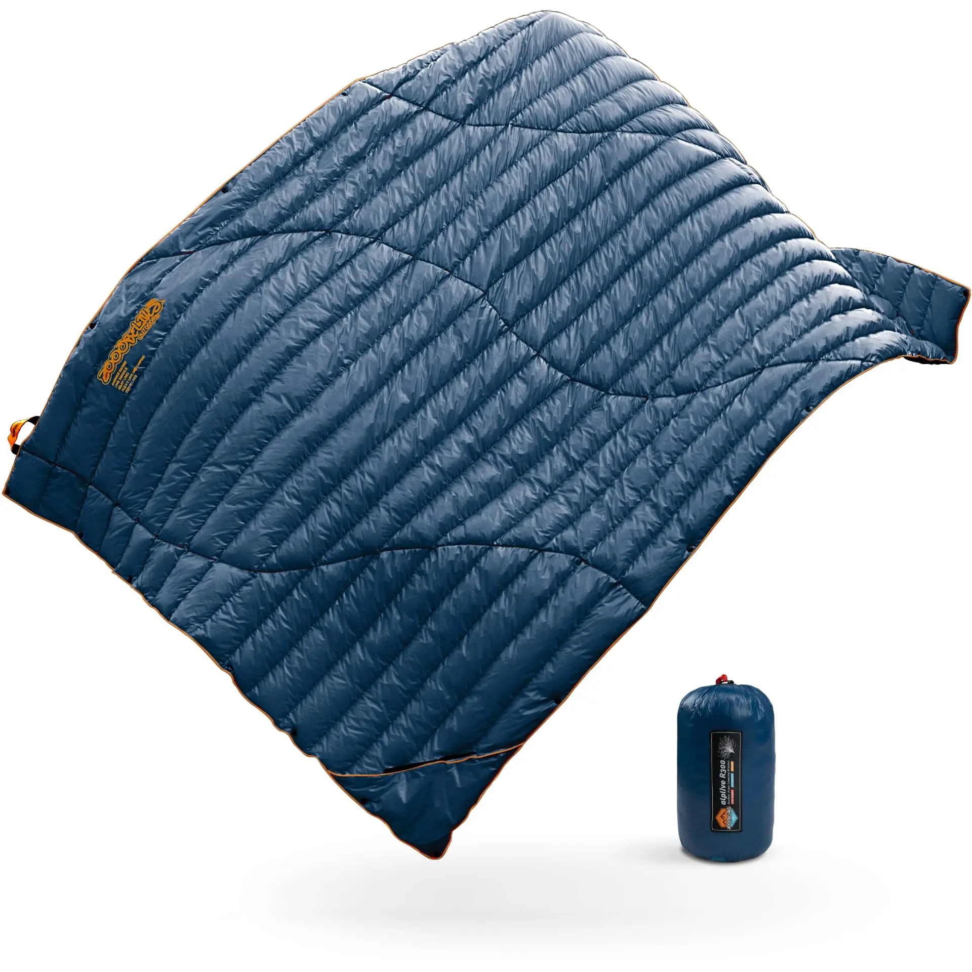 ZOOOBELIVES AlpliveR300 Ultralight Down Outdoor Blanket - 1.35lbs, 650 Fill Power, Wear-Resistant Nylon Shell Puffy Quilt, Camping Sleeping Gear with Snap Buttons, Corner Pocket, Lifetime Support for Hiking, Outdoor Blankets, Fill Power 650
