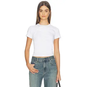 Good American Super Stretch Twist Tee Shirt in White001