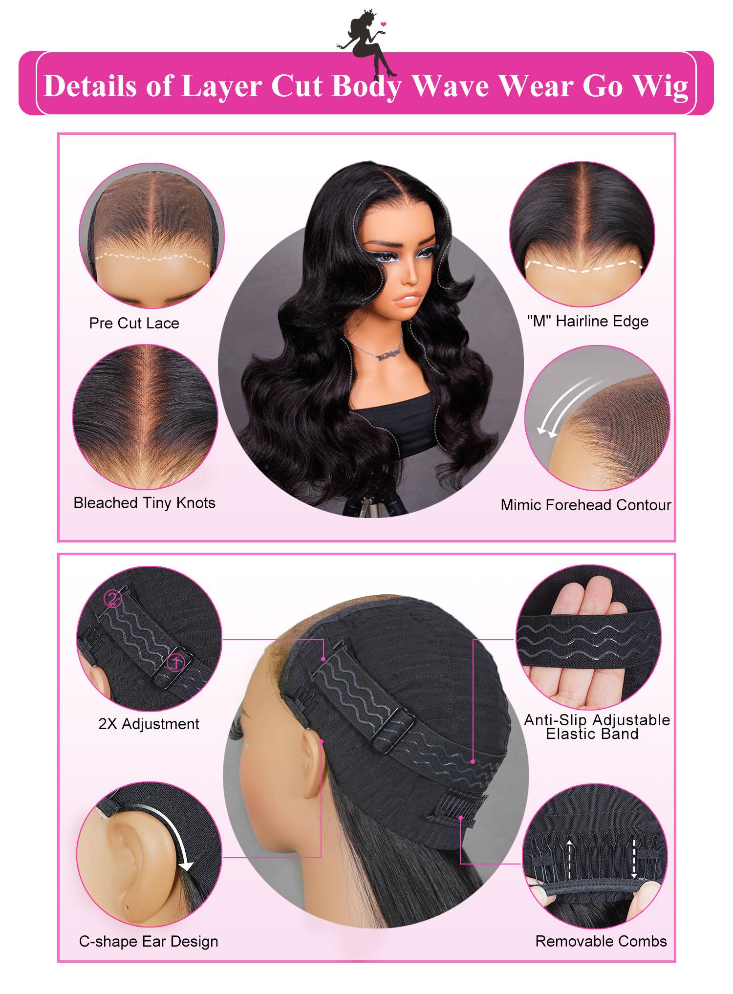 [New In] BGMgirl Layered Cut Natural Black Chocolate Brown #4 Body Wave Wear Go Wig Upgraded 7*5 Lace Closure 180% Glueless Color Wig Human Hair Wig TikTokShopfalldealsforyou TikTokShopBlackFriday SpringStatements