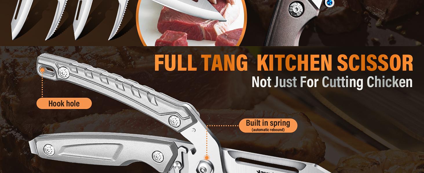 【February Faves】Huusk-7in1 Versatile Kitchen&Outdoor Stainless Scissors – Heavy Duty Poultry &Meat Shears for Chicken, Turkey, Fish & BBQ  Serrated Blade, Peeler, Bottle&case Opener, Detachable  Design, Safety Lock ,Holiday Gift Idea