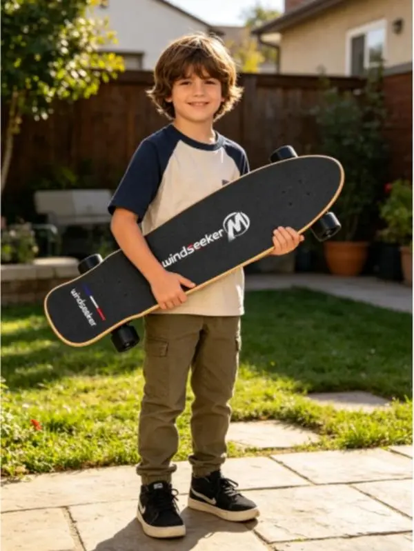 Windseeker Trackless Electric Skateboard for Teens - Beginner-Friendly, Remote Control, 4-Speed Controller, Durable Maple Deck, 15.5 MPH Top Speed, 10 km Range, Stable, Smooth Rides, School Runs, Casual Outdoor Fun