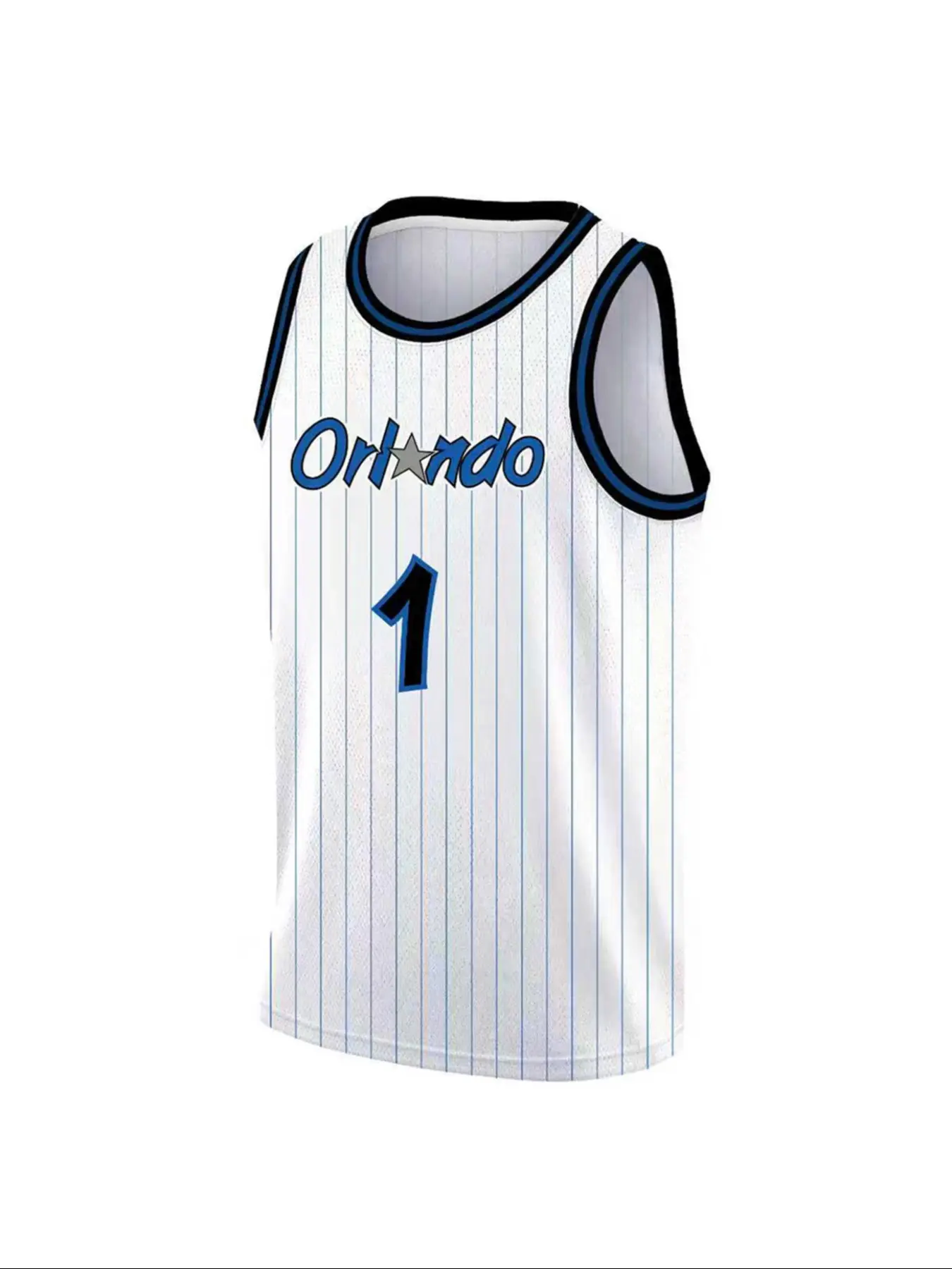 Men's Basketball Jersey 1 white Vintage Embroidered Casual Training Tee V-Neck Short Sleeve, Loose-Fitting Sportswear for All Seasons Embroidery Jersey