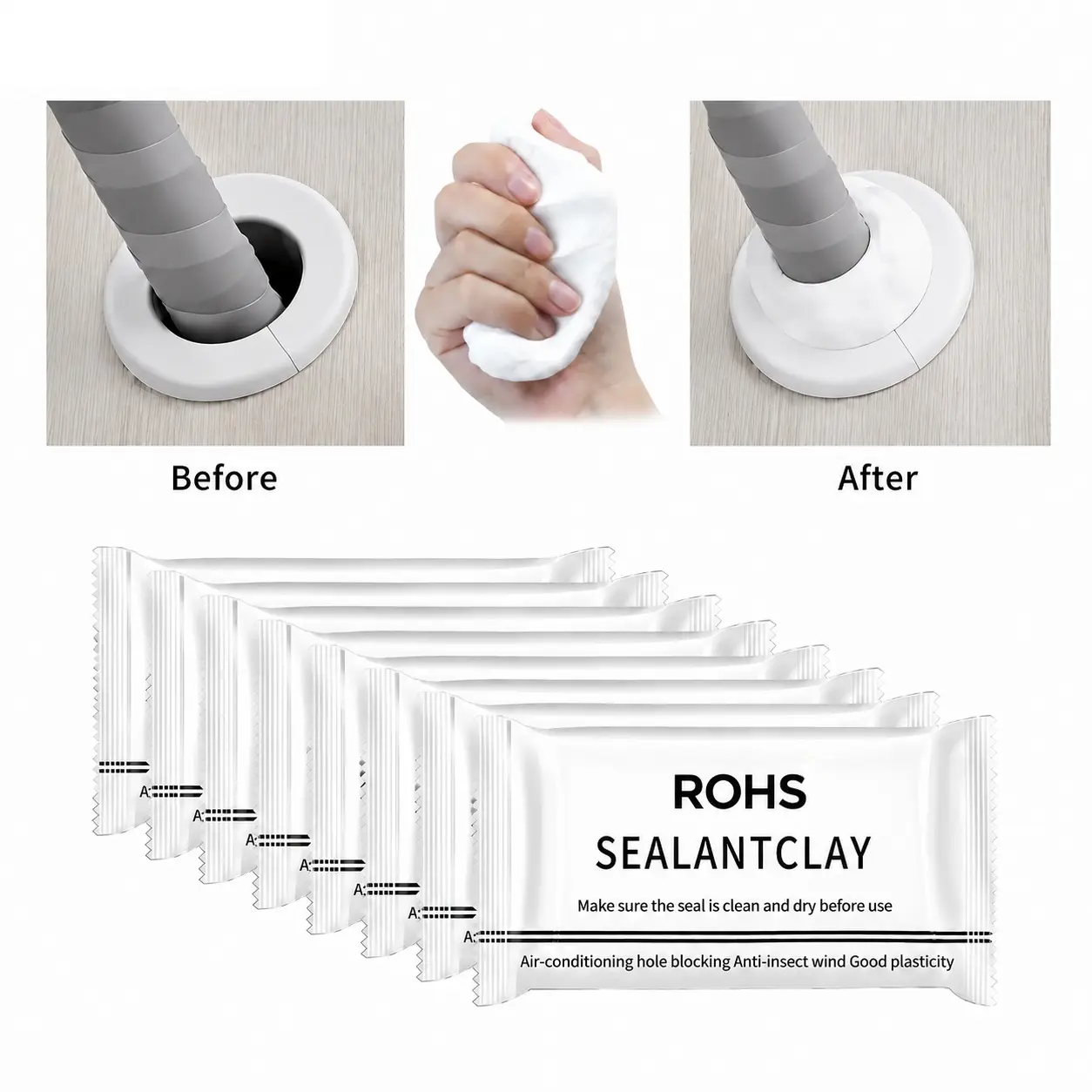 10/20PCS Eco-Friendly Sticky Sealant Clay, Quick-Curing Strong-Adhesion Adhesive Caulk, Waterproof Oil-Resistant Pest Control for Air Conditioner Holes, Wall Cracks