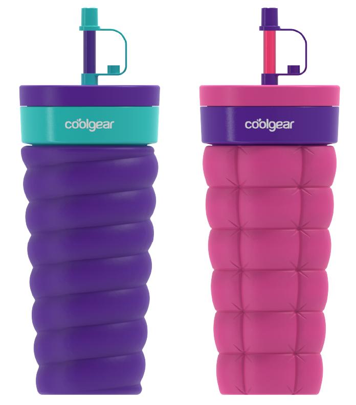 COOL GEAR 20oz Go Grip Voyage Tumbler with Straw, BPA-Free Lid, Non-Slip Grip, Easy Sipping Design for Beverages On the Go, Textured Reusable Travel Cup