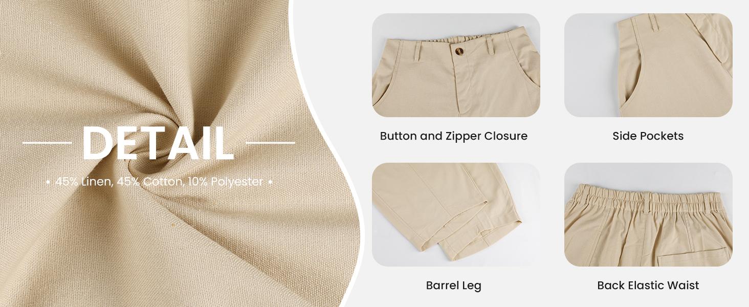 UANEO Womens Linen Pants Casual Capri Baggy Wide Leg Trousers Palazzo Pants Beach Vacation Outfits