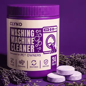 Washing Machine Cleaner Descaler Tablets for PET Owners – 24 Tabs | Deep Cleaning HE Washer Deodorizer & Eco-Friendly Descaler for Front & Top Load Machines