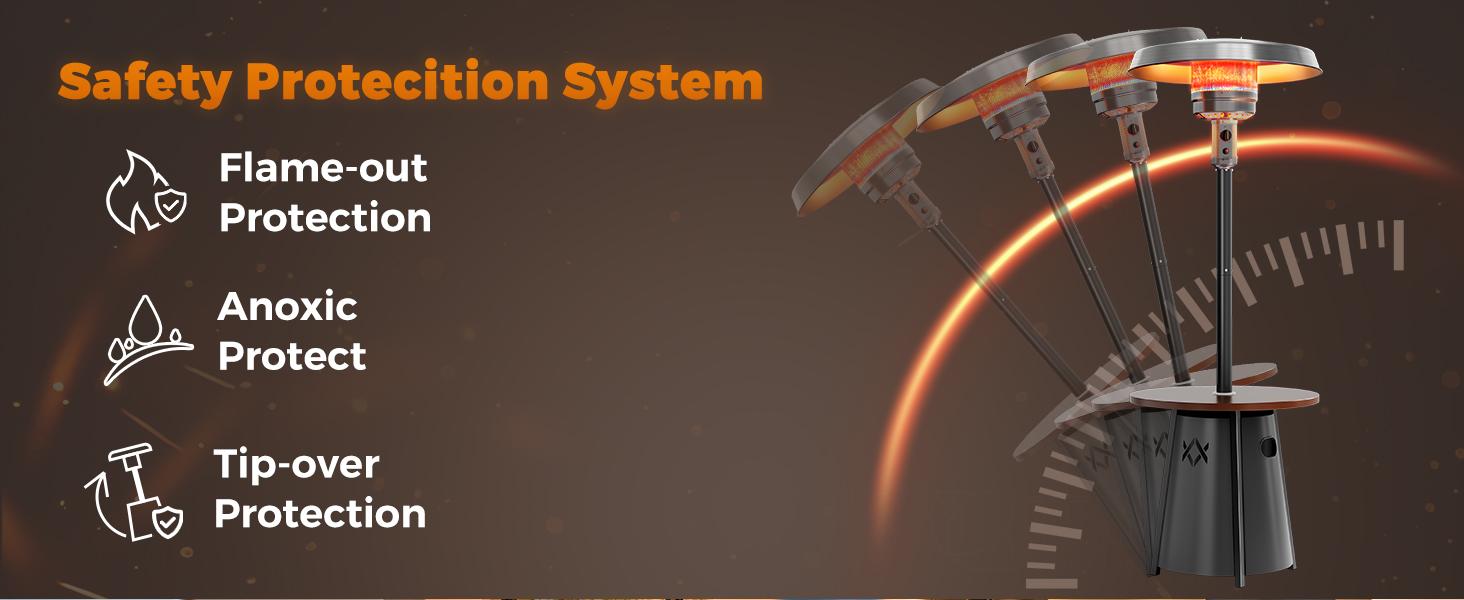 【2 packages shipping】Patio heater, 50,000 BTU Propane Outdoor Heater with Round Table, Premium 304 Stainless Steel Burner, Triple Protection System，2 in 1 Patio Heater for Outdoor Use, Residential & Commercial Use