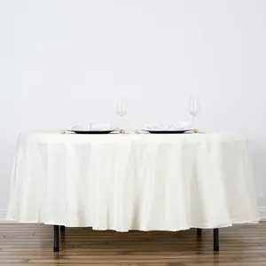 Polyester Round Tablecloth 108" Ivory - Durable and Stain-Resistant for Easy Maintenance