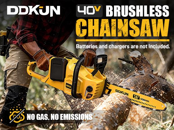 16-Inch Brushless Cordless Chainsaw, 40V (2 x 20V MAX) Battery Chain Saw Compatible DW Battery,Ideal for Wood/Tree Cutting, Pruning,(Tool Only), Mini Electric Handheld Chainsaw professional  chainsaw ms  201c brazed  diamond  saw  blade Reciprocating with