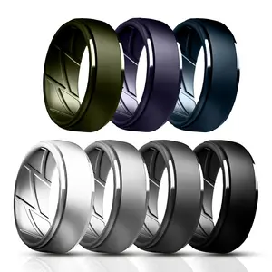 Silicone Rings – 7 Pack, Breathable & Flexible – Unisex, Multicolor Hypoallergenic Miami Band Fashion Jewelry Accessories Marquise Wedding Bands