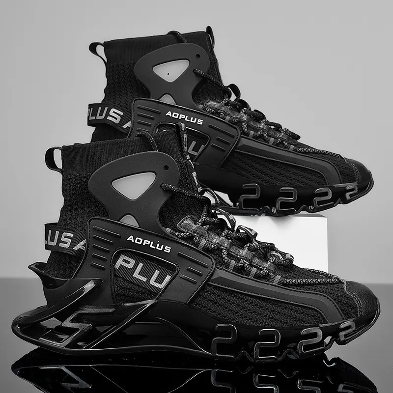 AOPLUS CYBERPUNK PLATFORM SNEAKERS   3.2" hidden height boost! Futuristic ventilated design, ultra-lightweight cloud comfort. Seamlessly transitions from streetwear to outdoor techwear. LIMITED STOCK! # CyberpunkStyle # HiddenHeightShoes # Techwear Snea C