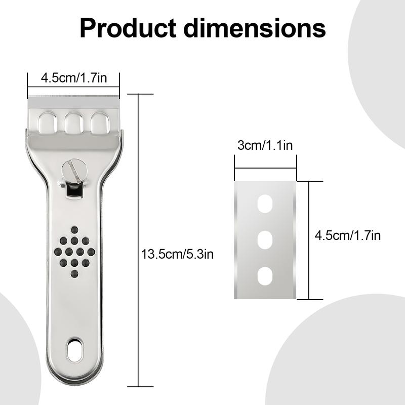 DABATR Metal Razor Blade Scraper Tool, Carbon Steel Blades, Stainless Steel Body, Heavy-Duty Cleaning Razor Scraper Tool