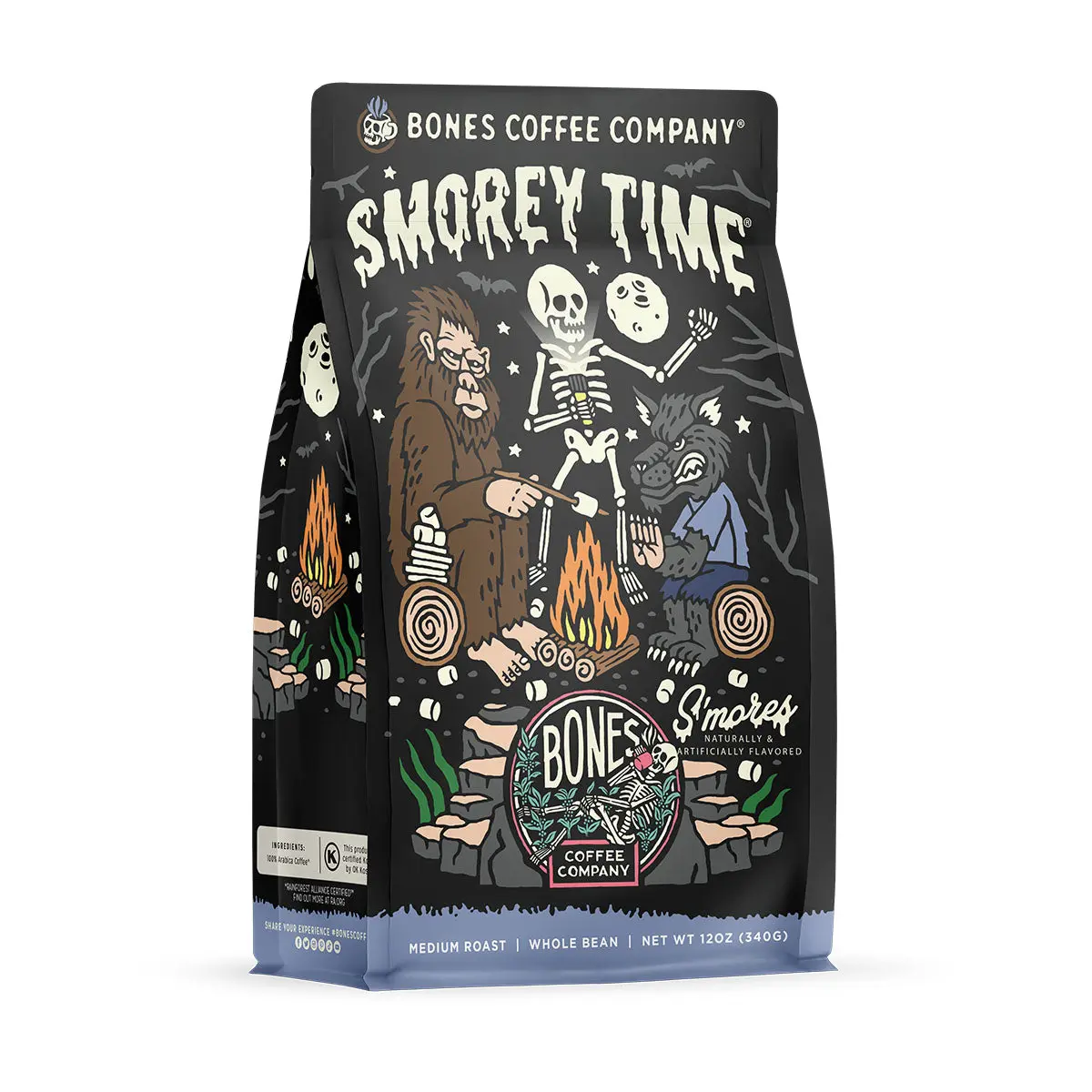 Bones Coffee Company | S'morey Time S'mores Flavored Coffee 12oz Medium Roast Arabica