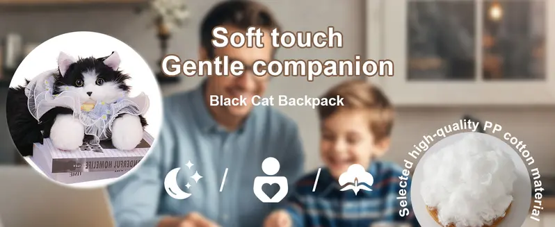 Product Introduction of 【TikTokShopBacktoSchool】Chongker Stylish Daypack Plush Cat Backpack - Realistic Stuffed Animal Fashion Accessory & Unique Gift for Cat Lovers - 1 Set Gift Wrap 1