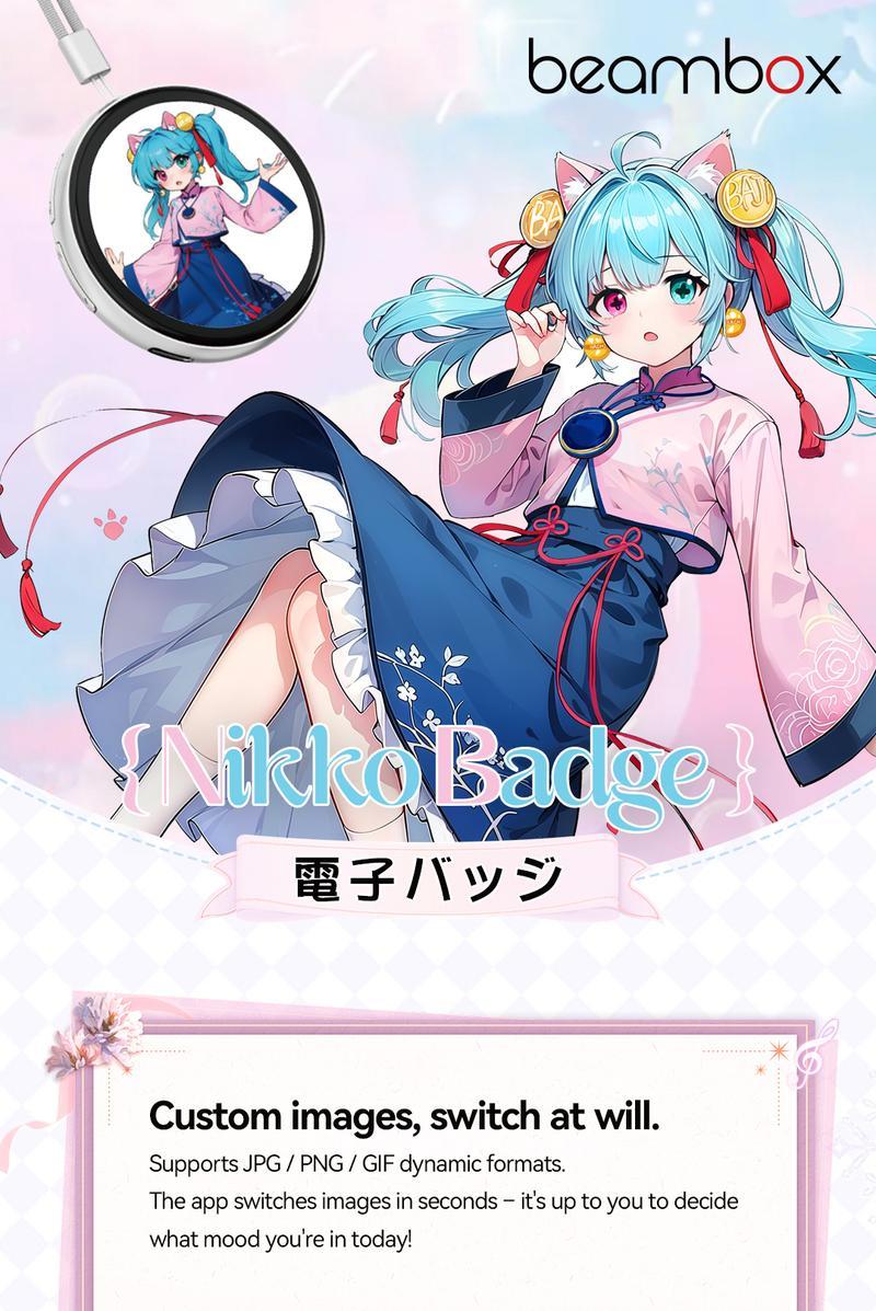 Customizable Smart Digital Display Badge (E-Badge) with IPS Touchscreen, Bluetooth Photo/GIF Upload, Wearable Portable Screen Pin, 8 Hours Battery, Perfect for Self-Expression & Fashion