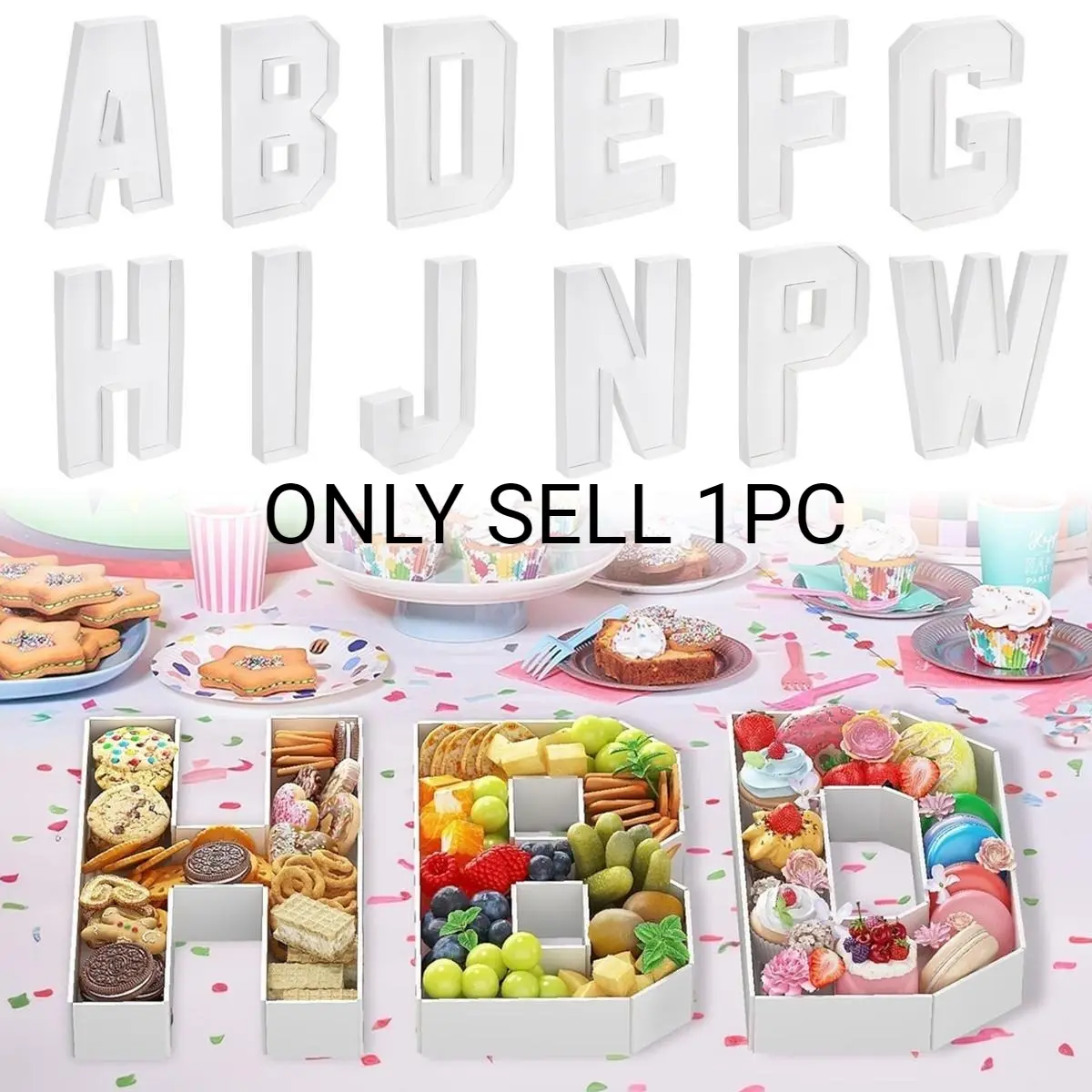 A-Z Free combination Cardboard Letter Charcuterie Letters Fillable, Disposable Boxes Food Cardboard Serving Tray For Gender Reveal Party Chocolate Candy Decoration Birthday Party Anniversary Decorations Supplies,Trays Candy Dish Boxes Plates