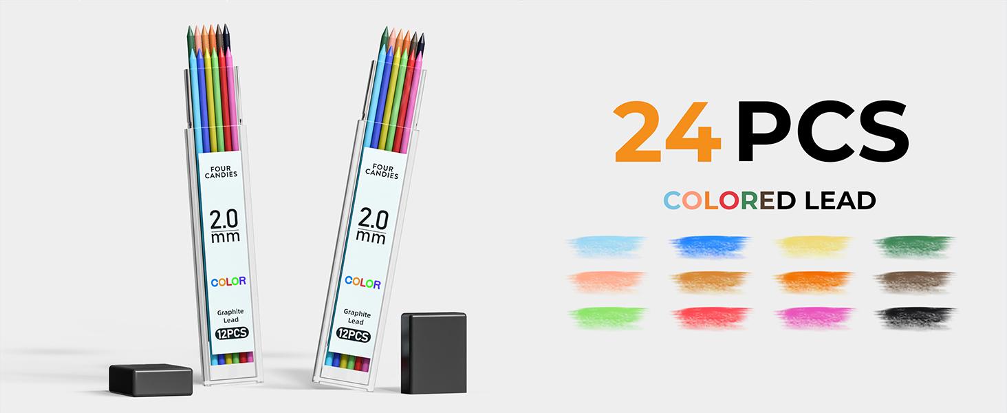 Four Candies 25PCS Art Mechanical Pencil Set with Case 3PCS Metal Artist Lead Pencil 0.5, 0.7, 0.9 mm & 3PCS 2mm Holder (HB 2H 2B 4B Color) with 432PCS Graphite Lead Refills for Drawing Sketching Essential for art students back to school gifts Four Candies 25PCS Art Mechanical Pencil Set with Case 3PCS Metal Artist Lead Pencil 0.5, 0.7, 0.9 mm & 3PCS 2mm Holder (HB 2H 2B 4B Color) with 432PCS Graphite Lead Refills for Drawing Sketching Essential for art students back to school gifts
