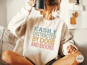 Dogs and Books Shirt, Book Lover Dog Person Gift, Funny Dog Shirt, Dog Mom Sweatshirt, Dog Mom Gift, Bookish Dog Lover Reading Sweatshirt
