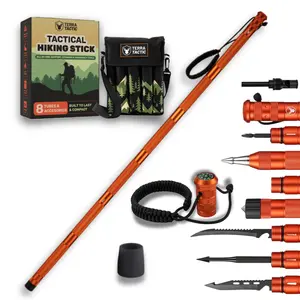 Terra Tactic Survival Hiking Stick - Adjustable Trekking Pole with Built-in Outdoor Emergency Tools for Camping and Hiking