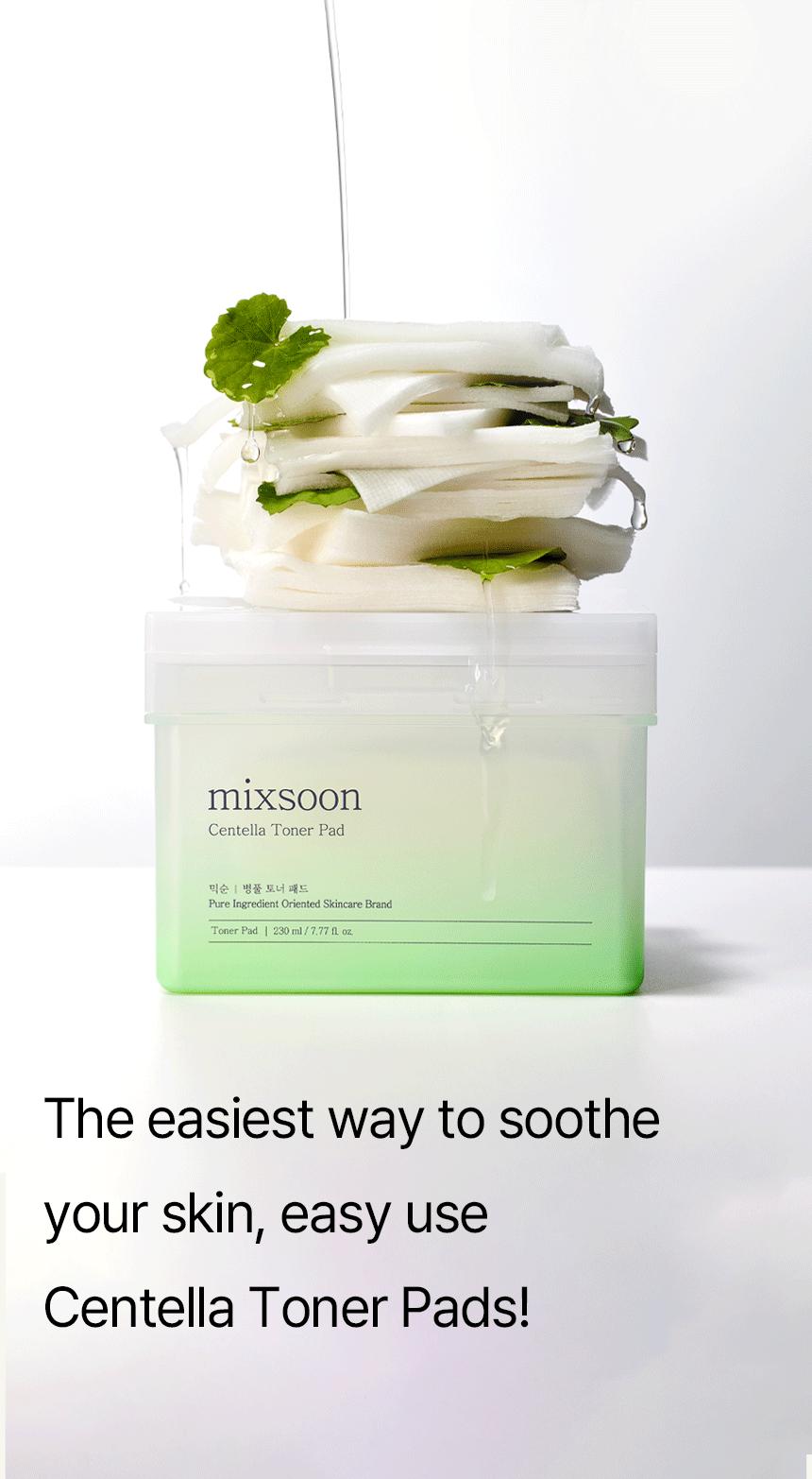[mixsoon Official Shop] Centella Toner Pads 7..77 fl.oz / 230ml / 120 Sheets - Soothing & Hydrating Toner Pads for Sensitive Skin, Korean Glass Skin Care