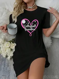 Volleyball Grandma Of A Volleyball Player Grandmother Heart Casual Dress