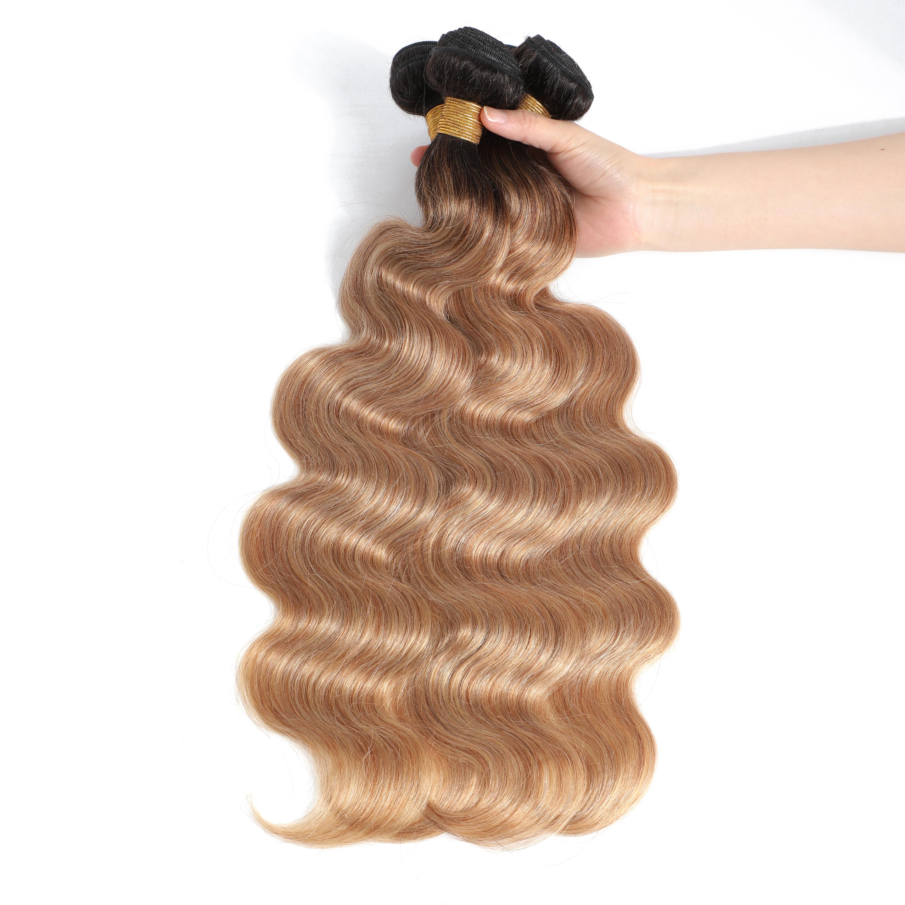 12A Ombre Body Wave Bundles Human Hair with Closure glossy hair bundles 100% Unprocessed Brazilian Human Hair Raw human hair bundles Ombre Highlight Body Wave Human Hair Weave 3 Bundles with Closure valentines gifts for gf