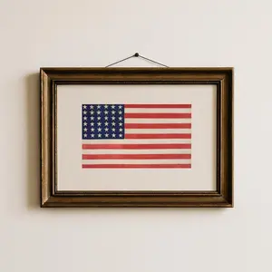 [UNFRAMED POSTER] Vintage American Flag Print: Rustic Patriotic Wall Art