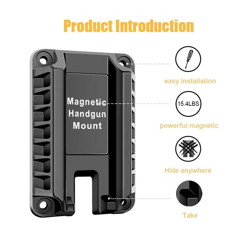 Gun Magnet Bracket Quick Draw Gun Magnetic Pistol Holster Hidden Car Applicable to multiple scenarios Adjustable