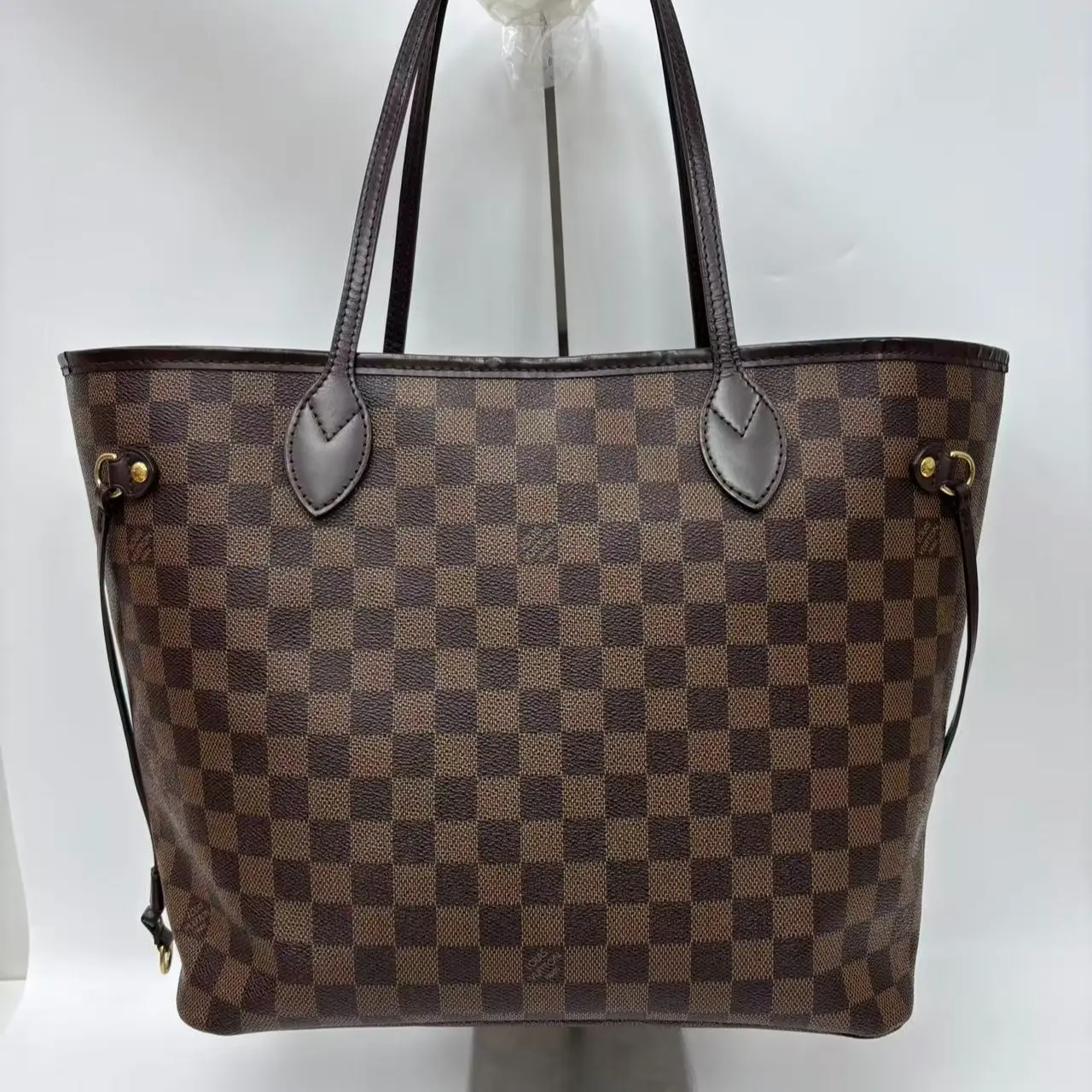 Pre-owned Louis Vuitton canvas Tote Bags neverfull mm size damier red capacity 【Senza 2】
