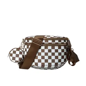 Brown Checkmate Crossbody Bag