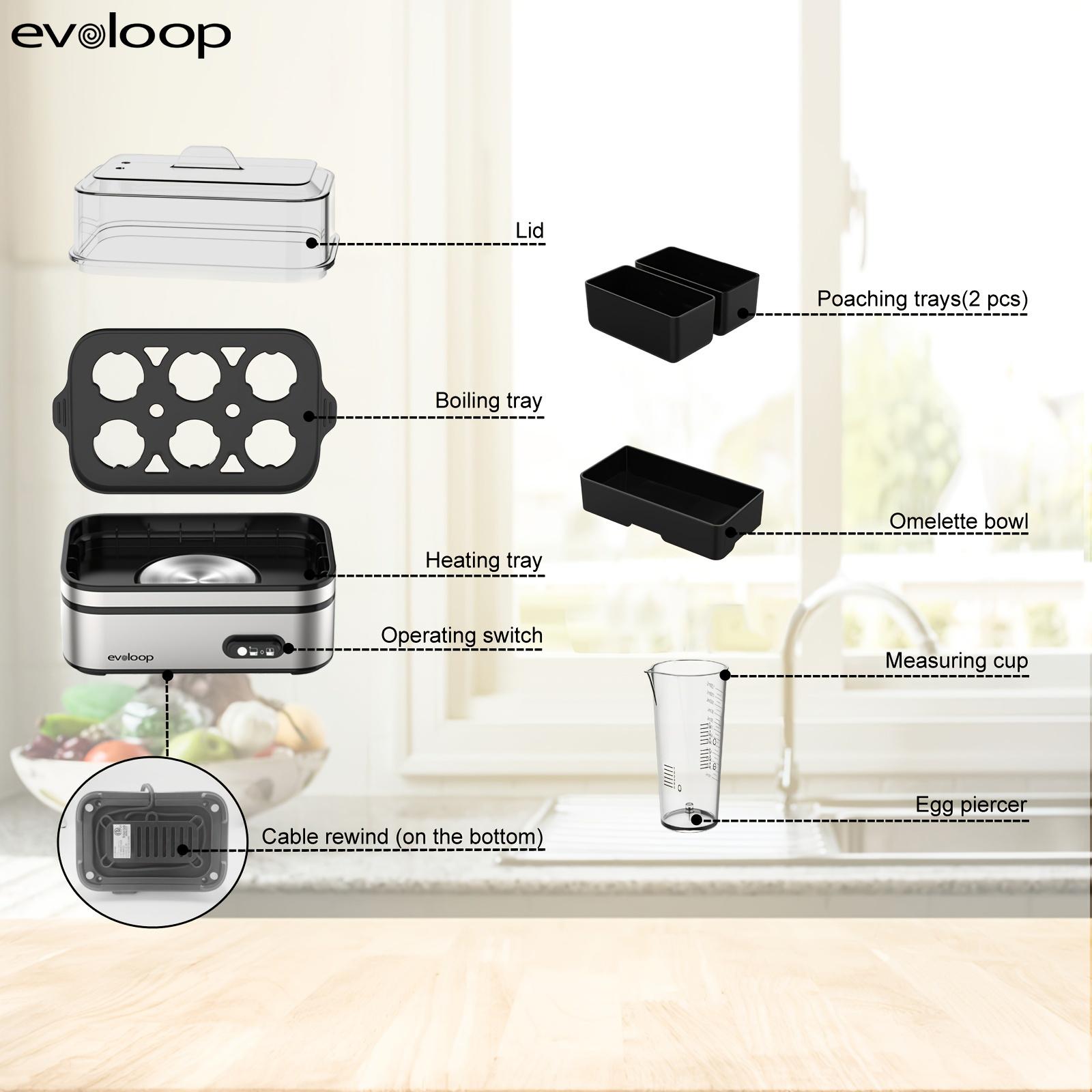 EVOLOOP Rapid Egg Cooker 6 Egg Capacity BPA free Electric Egg Cooker for Hard Boiled Eggs, Poached Eggs, Scrambled Eggs, or Omelets，Easy and Convenient Way to Prepare Delicious Eggs ,outdoor gear