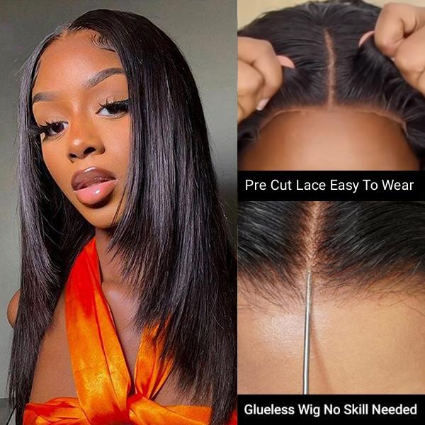 [Spring Must Have] Asteria Hair Straight Layered Glueless Wigs 5x5 Lace Closure Wig - Ready To Go,Beginner Friendly, Invisible Lace, Human Hair DealsForYouDays