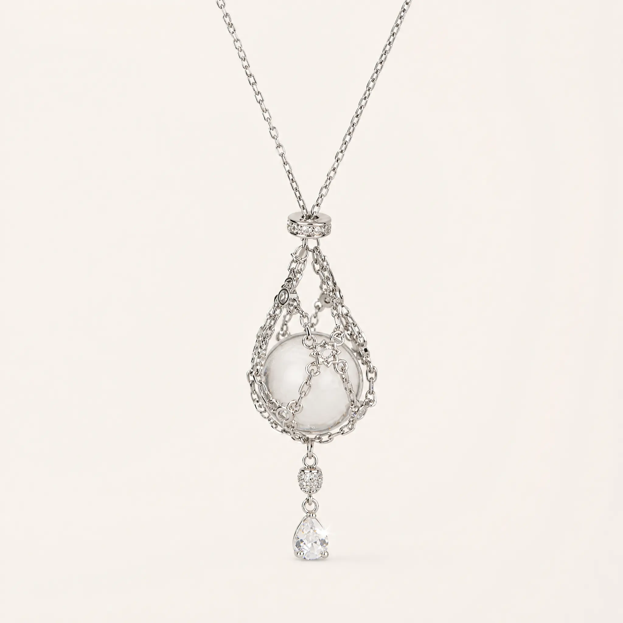 Natural Crystal Pouch Necklace with Premium Gift Box Interchangeable Sphere Pendant Stone Holder Adult Jewelry Accessories Fast Local Dispatch
