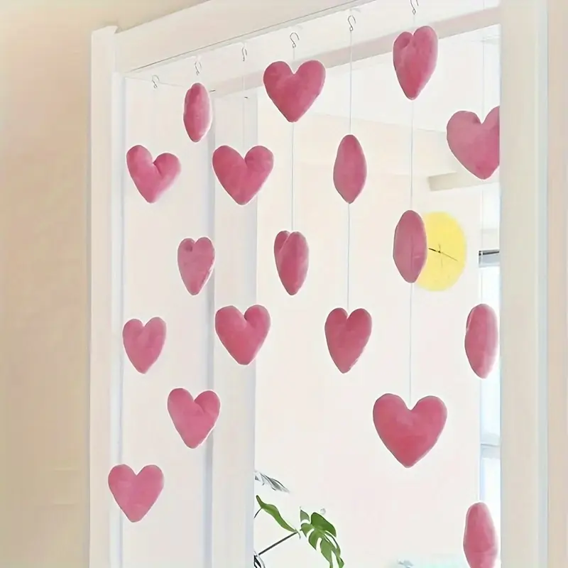 18 Pink Polyester Valentine's Day Festive Heart Set - Lightweight, Breathable Doorframe Ornament, Partyready Hearts for Home & Party Decor, Ideal Gift for Loved Ones