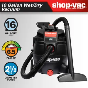 The Shop-Vac® 16 Gallon* 6.5 Peak HP** Wet/Dry Vacuum features the SVX2 Motor Technology