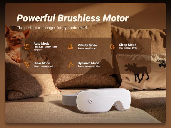 MERACH Eye Massager with Heat Compression and Bluetooth Music Eye Care Device for Relax Comfort Birthday Gift Ideas White Eye Massager