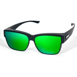 Meeloog Polarized Over Glasses Sunglasses for Men & Women, Classic Rectangle Fitover Shades with UV400 for Driving, Fishing & Outdoors – ST0091