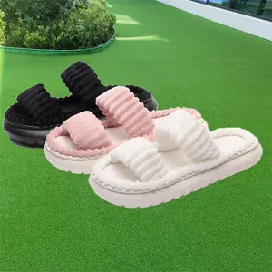 Minimalist Fluffy Home Slippers, Open Toe Bedroom Sandals for Gifts, Casual Soft Platform Pink Bedroom Slippers, Fuzzy Warm Slippers for Women 2025, Walking Shoes, Footwear