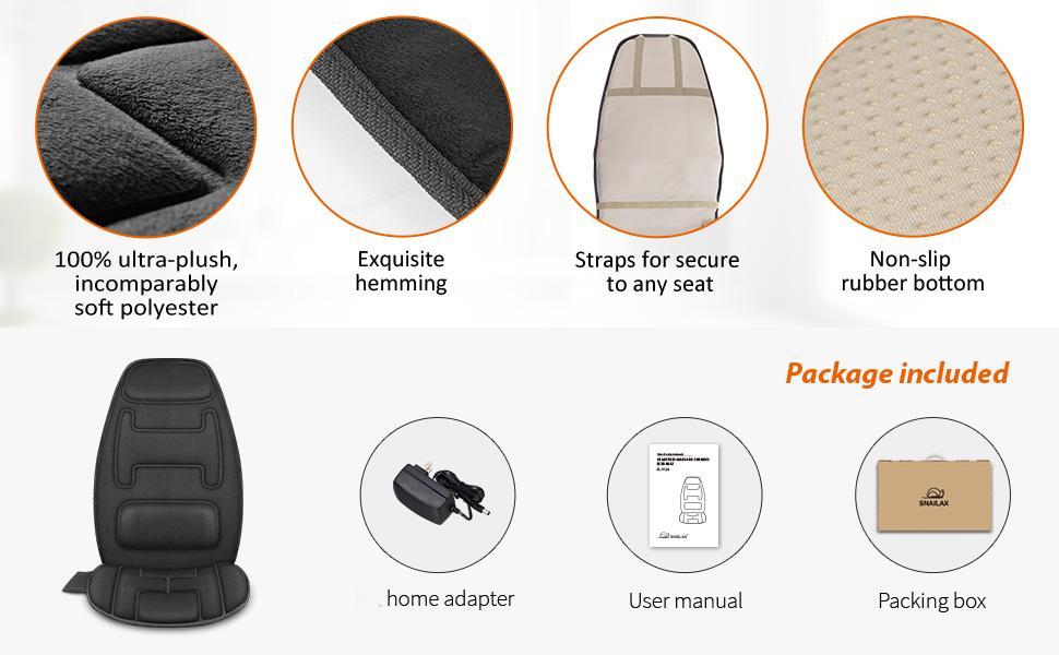 Snailax Massage Cushion with Heat - Memory Foam Neck and Lumbar Support, 10 Vibration Motors for Back and Chair Adjustable Gift