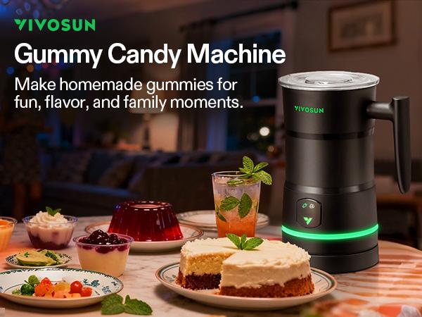 VIVOSUN Gummy Maker Machine, Hands-Free Candy Maker, Oil Infused Edible Mixer with Dual Rotor, Food-Grade Stainless Steel Pot and Silicone Molds, for Gummies Bear, DIY Candies, Party Treats