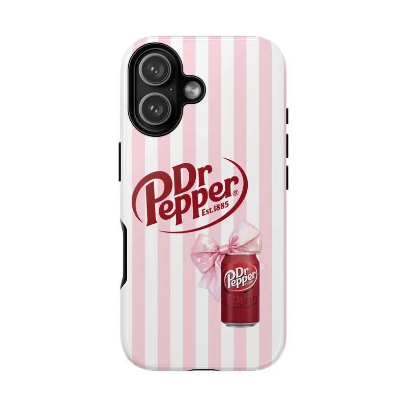 DrPeppe Lover's iPhone Case - Festive Bow Design Creative Transparent TPU Phone Case iPhone | New Design Dr Pepper Phone Case, Protective Cover For iPhone 17-8 Cases, Coquette Tough Case 17 16 15 14 13 12 11 X 8 7 SE | Cover Protective