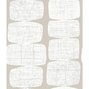 RoomMates Mid-Century Beads White Peel and Stick Wallpaper: Removable Vinyl, Geometric Abstract, 30.75 Sq Ft Coverage