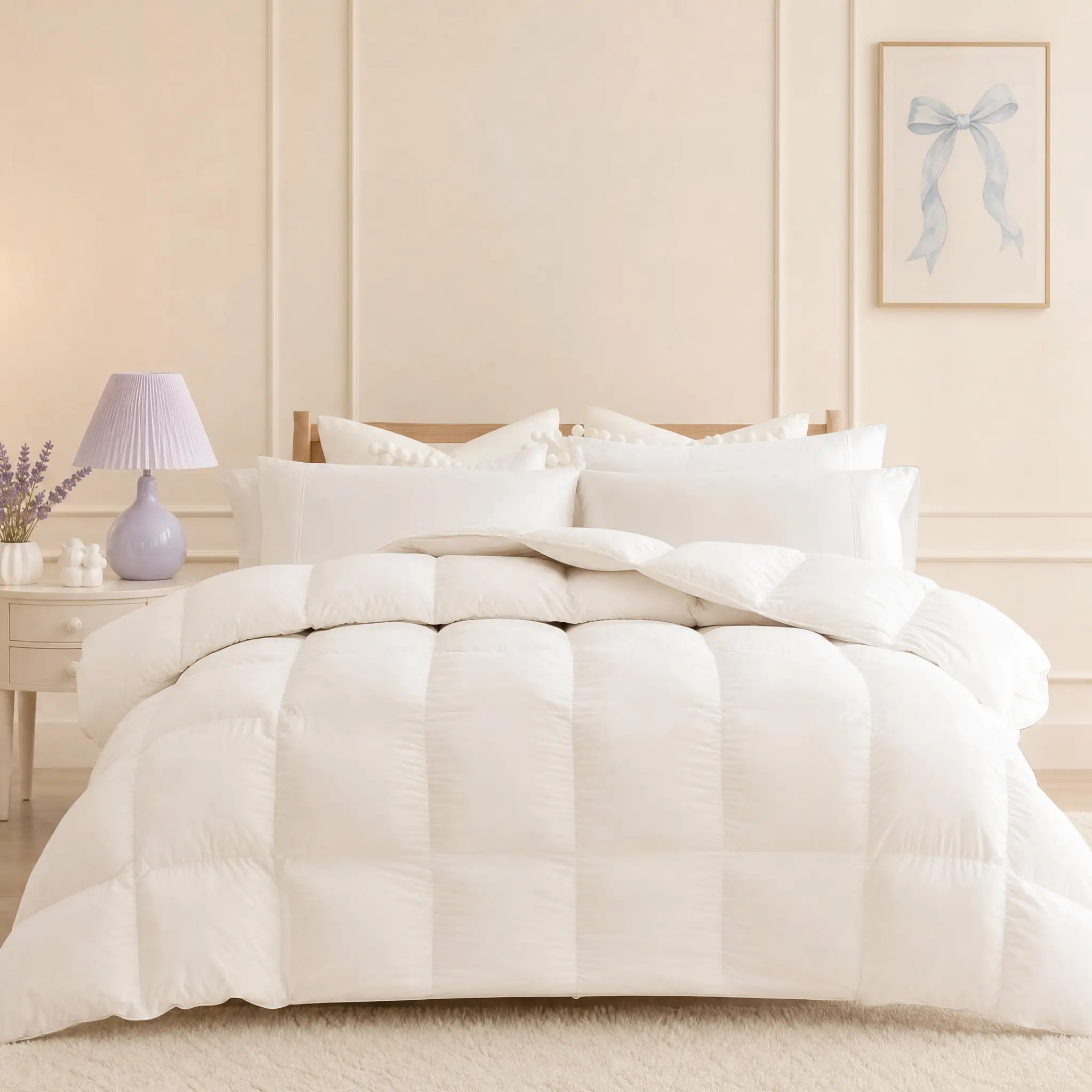Super king 120x120inches duvet insert ,White Twill Soft Touch Comforter All Season – High Loft Fluffy  Duvet Insert with Box Stitch, coner tabs,all seasons,Lightweight Breathable Bed Comforter for Spring Fall, Machine Washable