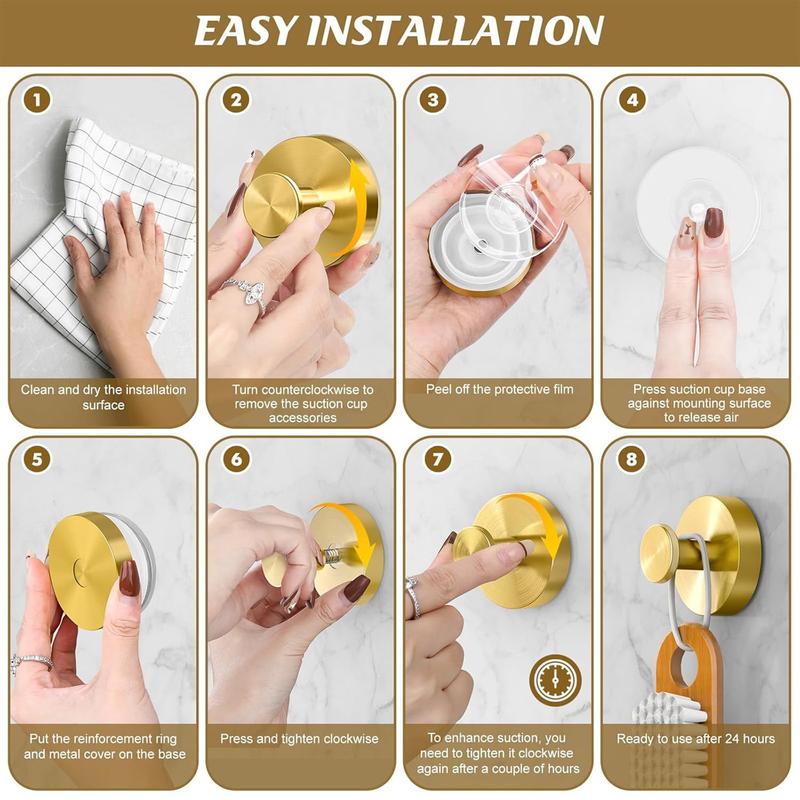 2 Units Suction Cup Hooks Home Essentials for Shower Bathroom Kitchen, Wood Door, Glass Door, Mirror, Tile – Loofah, Towel, Coat, Bath Robe Hook Holder for Hanging up to 15 lbs with Water-Resistant Home Gift Idea Bathroom Accessories