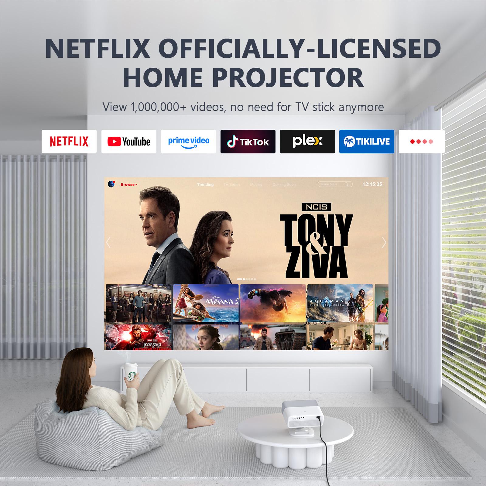 AuKing Native 1080P 1000 Ansi lumen Projector with Netflix Officially, 3D DoIby Sound Auto Focus and Auto Keystone Video Projector, WiFi and Bluetooth Movie Projector, Huge Display and 50% Zoom AuKing Native 1080P 1000 Ansi lumen Projector with Netflix Officially, 3D DoIby Sound Auto Focus and Auto Keystone Video Projector, WiFi and Bluetooth Movie Projector, Huge Display and 50% Zoom